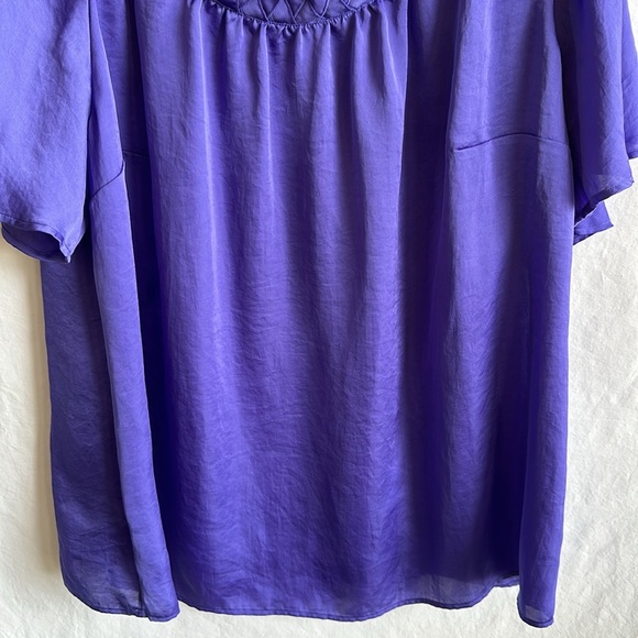 Lane Bryant purple short-sleeve blouse, size 18/20 - Picture 3 of 7